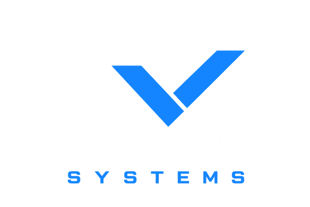 Cryvale Systems' own angular white and blue brand identity